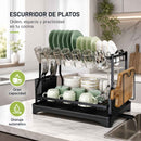 Escurridor de Platos Premium 2 Niveles: Secado Automático, Cero Charcos y Máximo Orden para tu Mesón